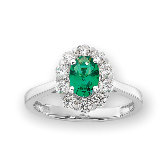 Buy 2.5 Carat Oval Emerald Cluster Ring, Excellent Gem